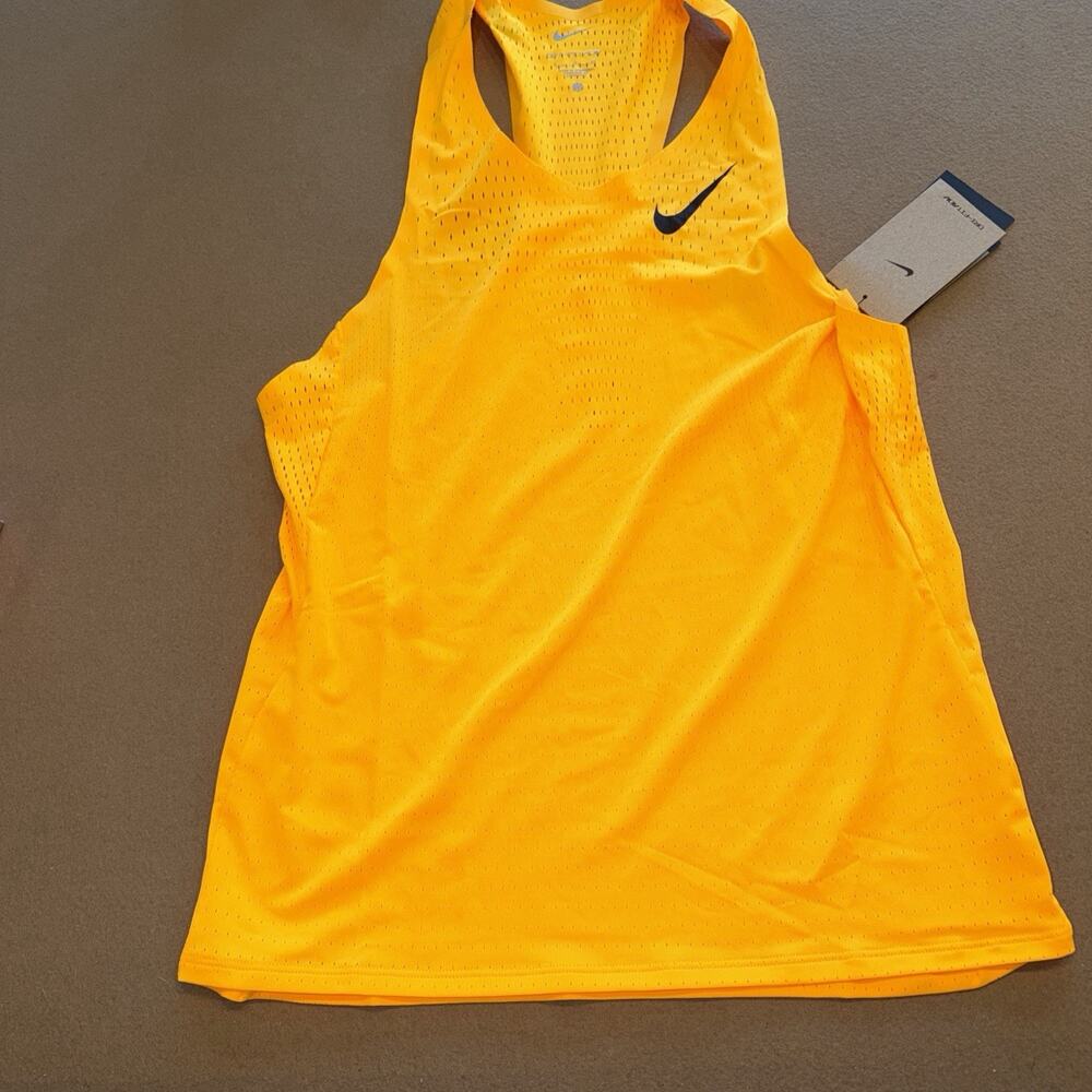 Nike Dri-FIT ADV AeroSwift Men's Racing Singlet Tank Size Small Yellow FN4231